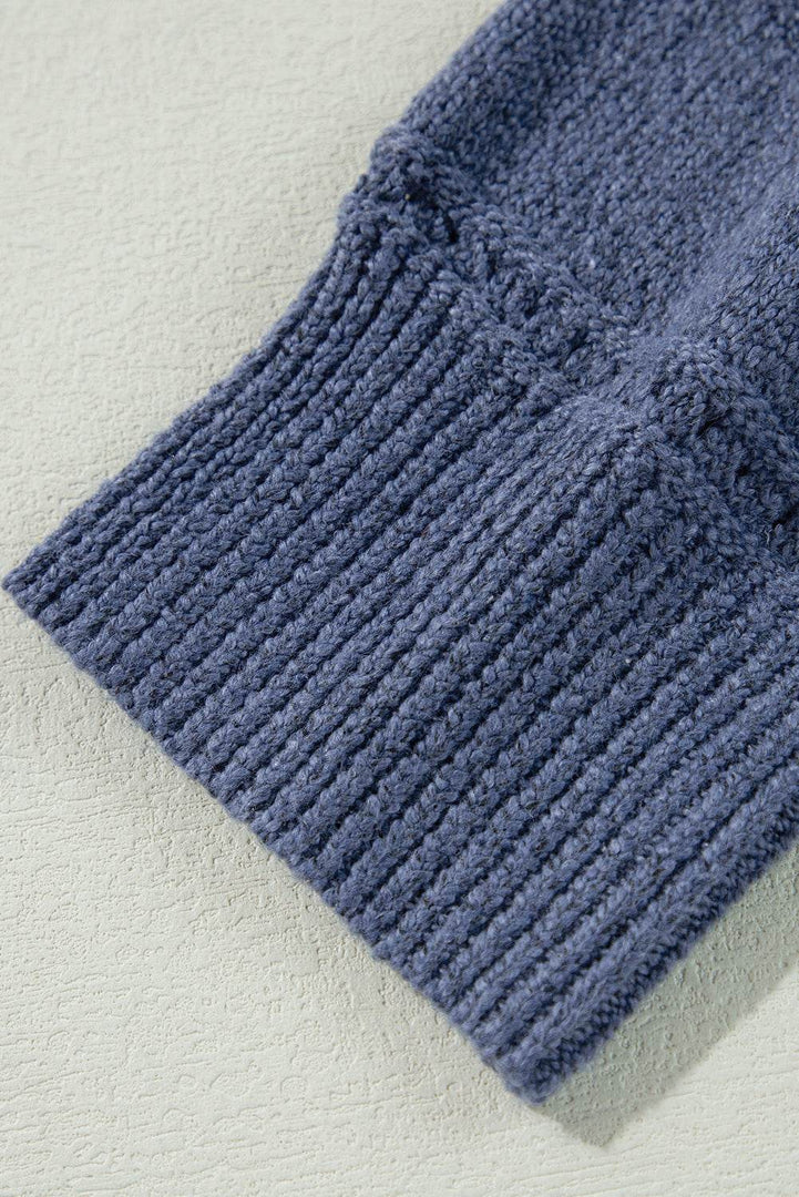Real Teal Boat Neck Drop Shoulder Pointelle Knit Sweater - Fashion Queen -  11