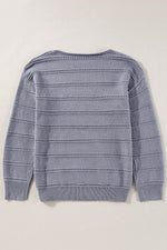 Load image into Gallery viewer, Real Teal Boat Neck Drop Shoulder Pointelle Knit Sweater - Fashion Queen -  17
