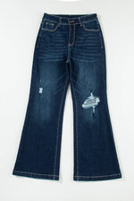 Load image into Gallery viewer, Real Teal High Rise Ripped Bell Bottom Jeans - Fashion Queen -  10
