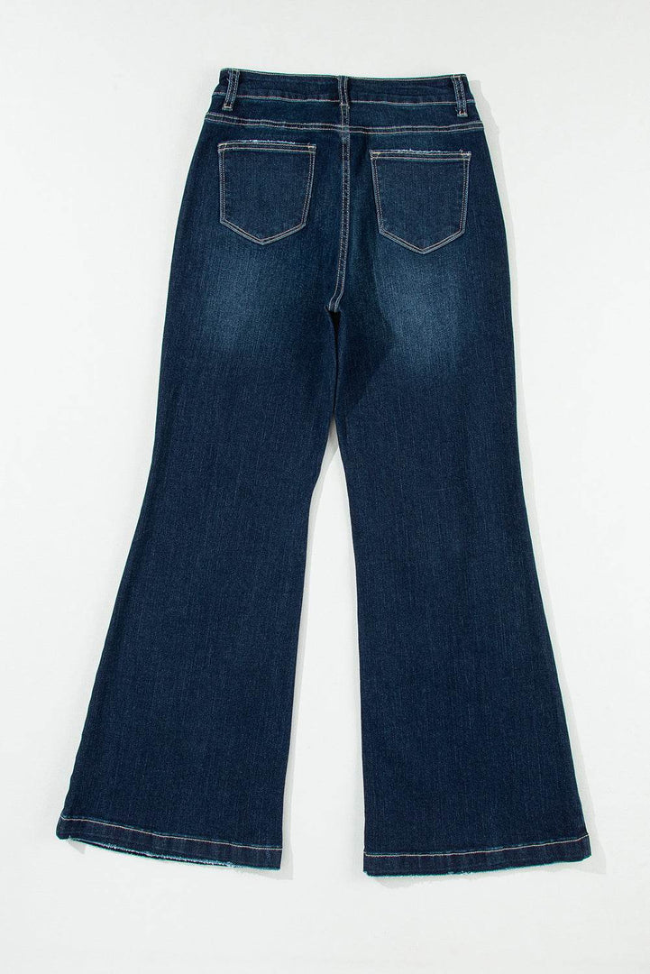 Real Teal High Rise Ripped Bell Bottom Jeans - Fashion Queen -  11