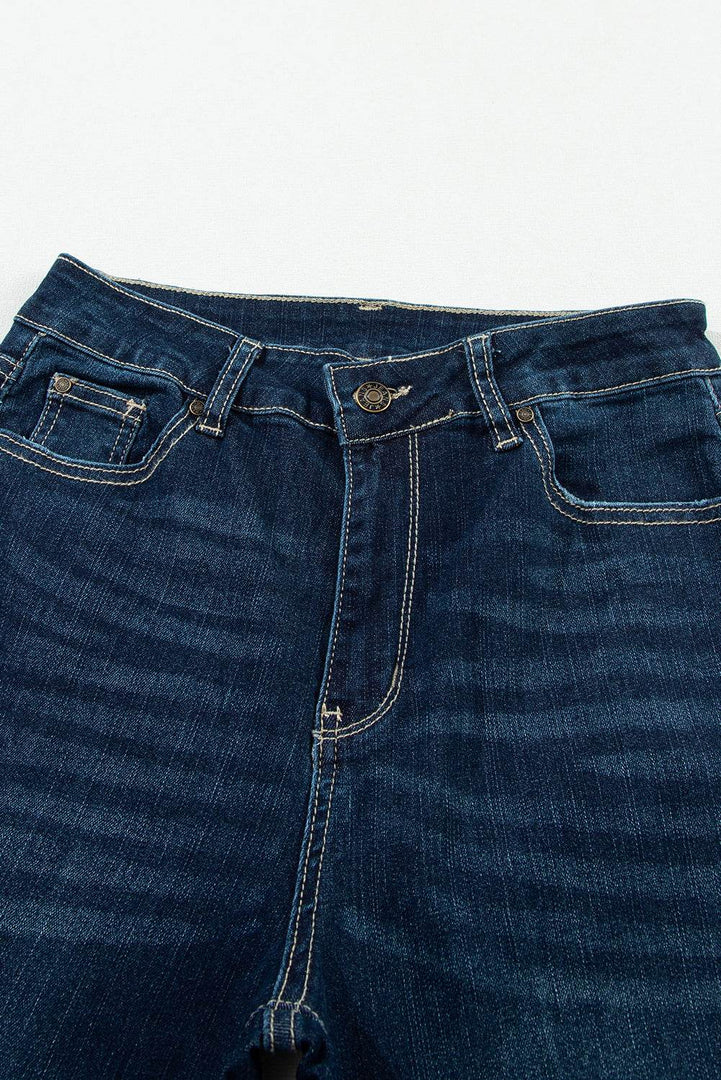 Real Teal High Rise Ripped Bell Bottom Jeans - Fashion Queen -  16