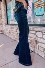 Load image into Gallery viewer, Real Teal High Rise Ripped Bell Bottom Jeans - Fashion Queen -  8

