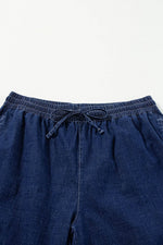 Load image into Gallery viewer, Real Teal Plus Size Drawstring High Waist Wide Leg Casual Jeans - Fashion Queen -  13
