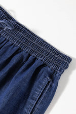 Load image into Gallery viewer, Real Teal Plus Size Drawstring High Waist Wide Leg Casual Jeans - Fashion Queen -  19
