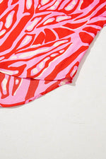 Load image into Gallery viewer, Red Abstract Print V Neck Batwing Sleeve Oversized Blouse - Fashion Queen -  17
