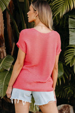 Load image into Gallery viewer, Red Clay Solid Loose Knit Short Dolman Sleeve Sweater - Fashion Queen -  12
