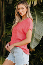 Load image into Gallery viewer, Red Clay Solid Loose Knit Short Dolman Sleeve Sweater - Fashion Queen -  13
