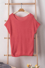 Load image into Gallery viewer, Red Clay Solid Loose Knit Short Dolman Sleeve Sweater - Fashion Queen -  16
