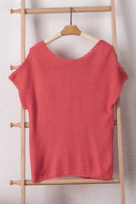 Load image into Gallery viewer, Red Clay Solid Loose Knit Short Dolman Sleeve Sweater - Fashion Queen -  17
