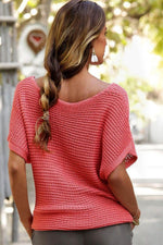 Load image into Gallery viewer, Red Clay Solid Loose Knit Short Dolman Sleeve Sweater - Fashion Queen -  2
