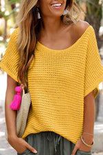 Load image into Gallery viewer, Red Clay Solid Loose Knit Short Dolman Sleeve Sweater - Fashion Queen -  7
