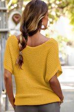 Load image into Gallery viewer, Red Clay Solid Loose Knit Short Dolman Sleeve Sweater - Fashion Queen -  8
