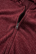 Load image into Gallery viewer, Red Dahlia Ribbed Zip Up Front Drawstring Hoodie - Fashion Queen -  12
