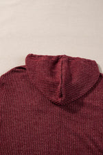 Load image into Gallery viewer, Red Dahlia Ribbed Zip Up Front Drawstring Hoodie - Fashion Queen -  14
