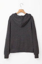 Load image into Gallery viewer, Red Dahlia Ribbed Zip Up Front Drawstring Hoodie - Fashion Queen -  19
