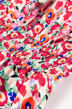 Load image into Gallery viewer, Red Floral Half Sleeve Deep V Neck Cutout Back Split Maxi Dress - Fashion Queen -  13
