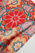 Load image into Gallery viewer, Red Floral Print Batwing Sleeve V Neck Blouse - Fashion Queen -  15
