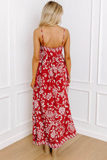 Load image into Gallery viewer, Red Floral Printed Spaghetti Strap Empire Waist Maxi Dress - Fashion Queen -  13
