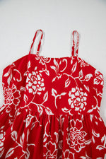 Load image into Gallery viewer, Red Floral Printed Spaghetti Strap Empire Waist Maxi Dress - Fashion Queen -  18

