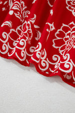 Load image into Gallery viewer, Red Floral Printed Spaghetti Strap Empire Waist Maxi Dress - Fashion Queen -  20
