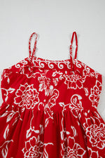 Load image into Gallery viewer, Red Floral Printed Spaghetti Strap Empire Waist Maxi Dress - Fashion Queen -  21
