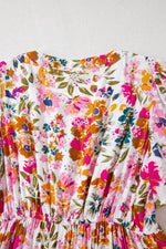 Load image into Gallery viewer, Red Floral Short Sleeve V Neck High Waist Maxi Dress - Fashion Queen -  14
