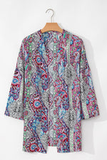 Load image into Gallery viewer, Red Paisley Print Open Front Kimono - Fashion Queen -  7
