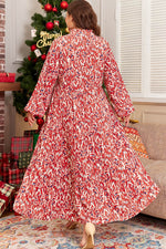 Load image into Gallery viewer, Red Plus Size Abstract Print Notch V Neck High Waist Maxi Dress - Fashion Queen -  2
