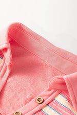 Load image into Gallery viewer, Red Stripe Buttoned V Neck Collared Drop Shoulder Top - Fashion Queen -  21
