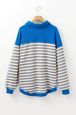 Load image into Gallery viewer, Red Stripe Buttoned V Neck Collared Drop Shoulder Top - Fashion Queen -  28
