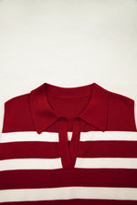 Load image into Gallery viewer, Red Stripe Collared Split Neck Sweater Vest - Fashion Queen -  7
