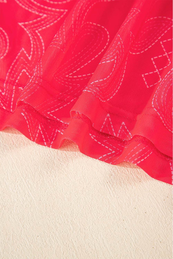 Red Western Girls Mesh T Shirt - Fashion Queen -  10