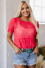 Load image into Gallery viewer, Red Western Girls Mesh T Shirt - Fashion Queen -  12
