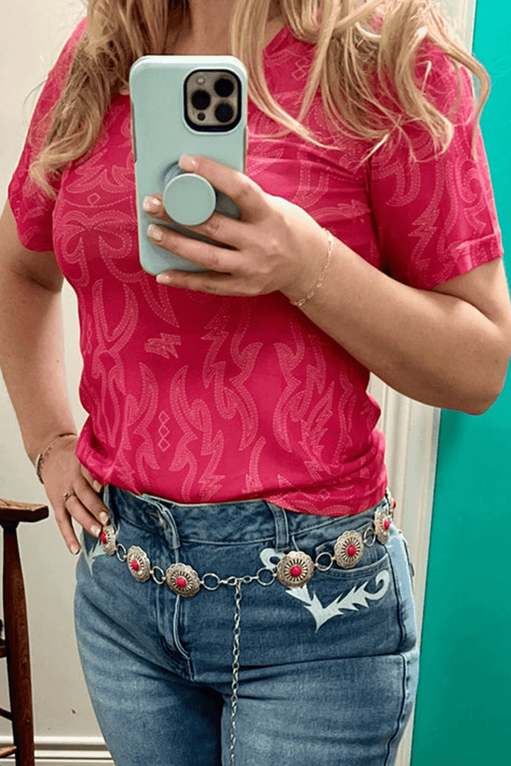 Red Western Girls Mesh T Shirt - Fashion Queen -  3