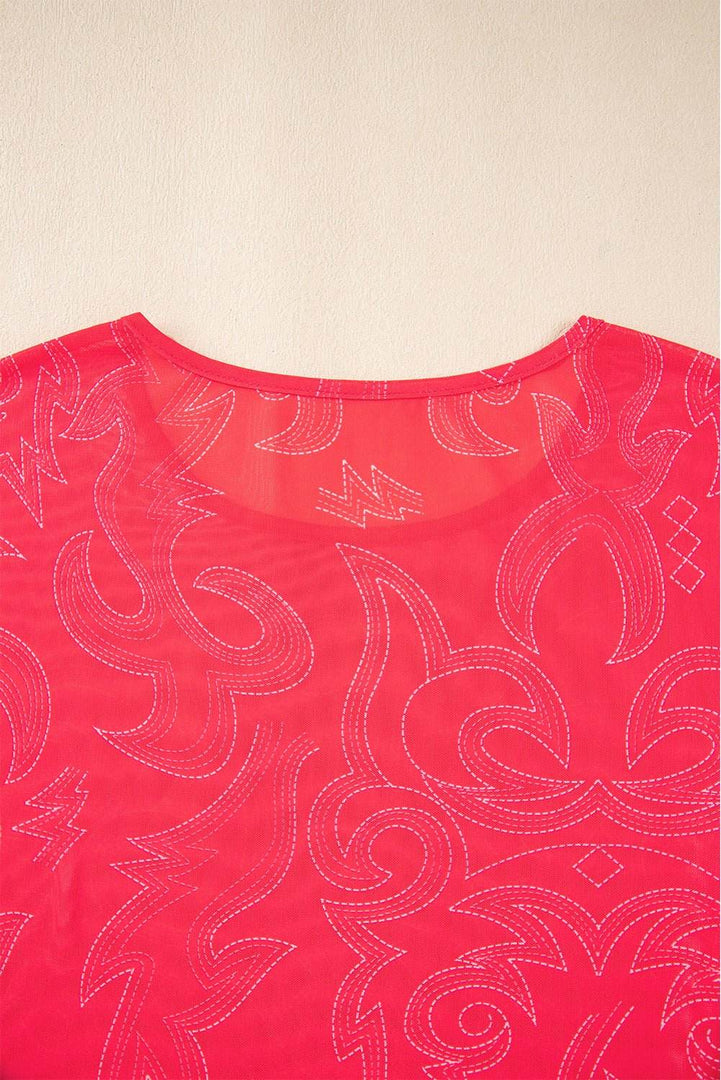 Red Western Girls Mesh T Shirt - Fashion Queen -  8