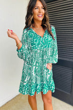 Load image into Gallery viewer, Rose Bohemian Print Puff Sleeve Tied V Neck Flared Mini Dress - Fashion Queen -  11
