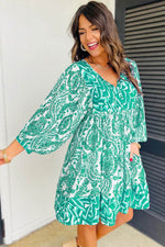 Load image into Gallery viewer, Rose Bohemian Print Puff Sleeve Tied V Neck Flared Mini Dress - Fashion Queen -  12
