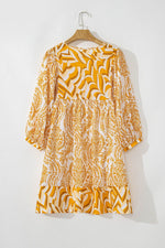 Load image into Gallery viewer, Rose Bohemian Print Puff Sleeve Tied V Neck Flared Mini Dress - Fashion Queen -  24
