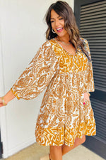 Load image into Gallery viewer, Rose Bohemian Print Puff Sleeve Tied V Neck Flared Mini Dress - Fashion Queen -  6
