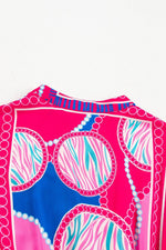 Load image into Gallery viewer, Rose Boho Abstract Printed Puff Sleeve Drawstring Waist Ruffled Mini Dress - Fashion Queen -  11
