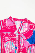 Load image into Gallery viewer, Rose Boho Abstract Printed Puff Sleeve Drawstring Waist Ruffled Mini Dress - Fashion Queen -  7

