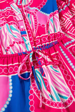 Load image into Gallery viewer, Rose Boho Abstract Printed Puff Sleeve Drawstring Waist Ruffled Mini Dress - Fashion Queen -  8
