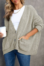 Load image into Gallery viewer, Rose Buttons Front Pocketed Sweater Cardigan - Fashion Queen -  24
