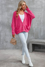 Load image into Gallery viewer, Rose Buttons Front Pocketed Sweater Cardigan - Fashion Queen -  8
