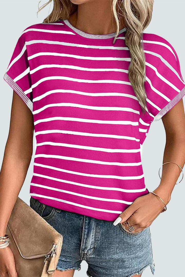 Rose Knitted Bat Sleeve T Shirt - Fashion Queen -  1