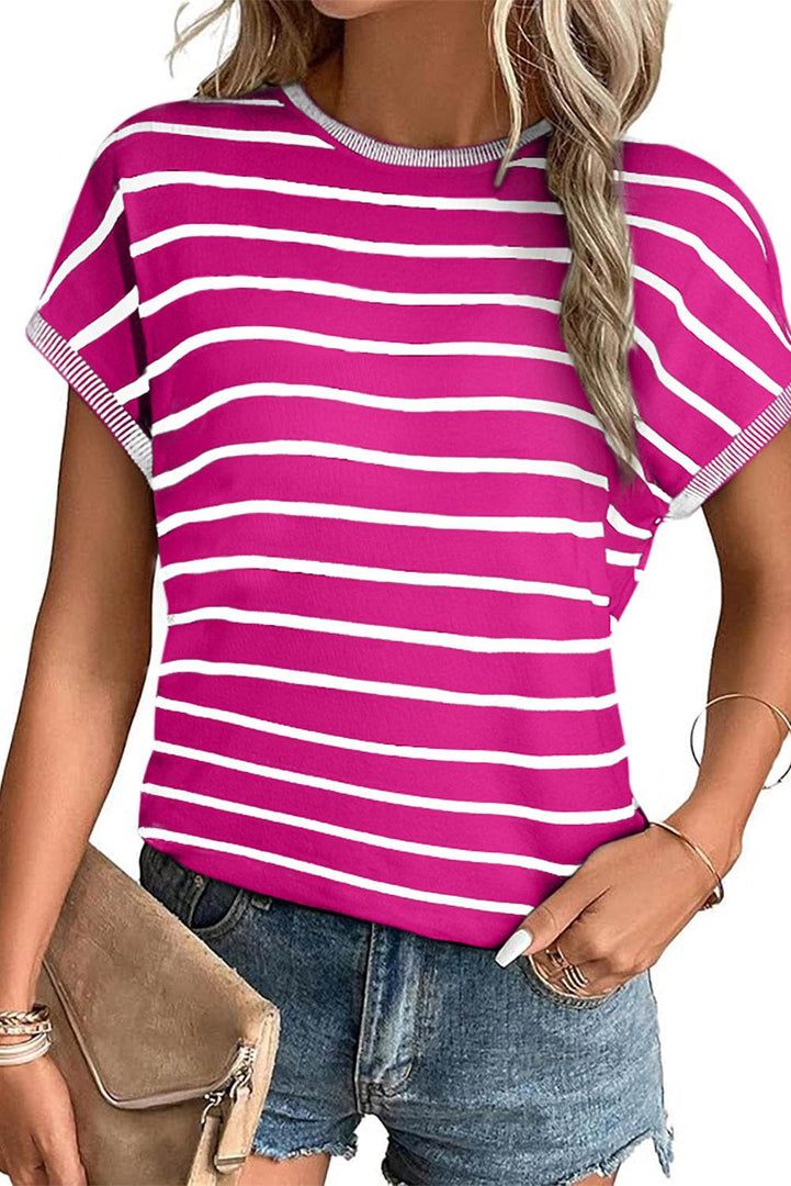 Rose Knitted Bat Sleeve T Shirt - Fashion Queen -  13