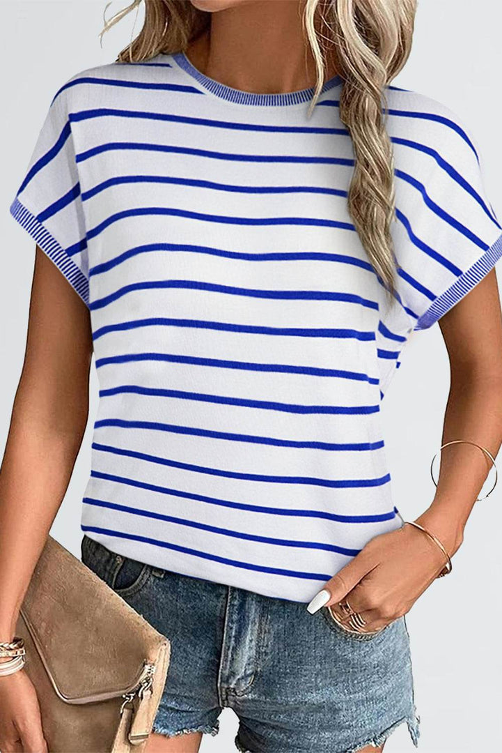 Rose Knitted Bat Sleeve T Shirt - Fashion Queen -  7