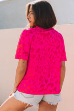 Load image into Gallery viewer, Rose Leopard Frilly V Neck Short Sleeve Blouse - Fashion Queen -  2
