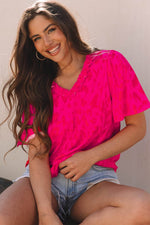Load image into Gallery viewer, Rose Leopard Frilly V Neck Short Sleeve Blouse - Fashion Queen -  4
