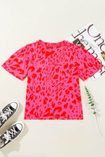 Load image into Gallery viewer, Rose Leopard Frilly V Neck Short Sleeve Blouse - Fashion Queen -  8
